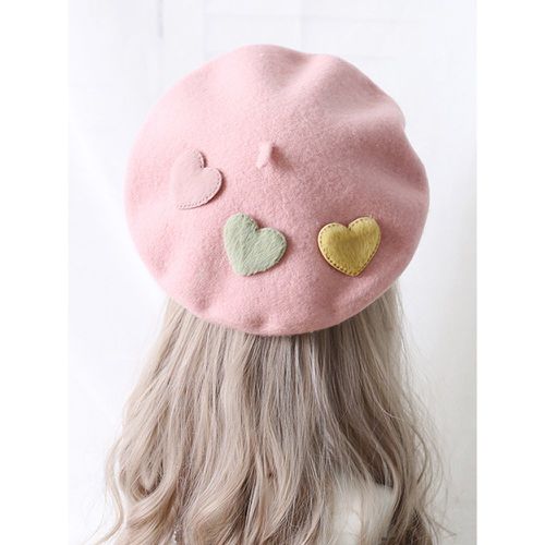 Sweet Lolita Hat Apricot Accessory Hearts Pattern Polyester Lolita Accessories - milanoo.com - Modalova