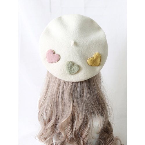 Sweet Lolita Hat Apricot Accessory Hearts Pattern Polyester Lolita Accessories - milanoo.com - Modalova