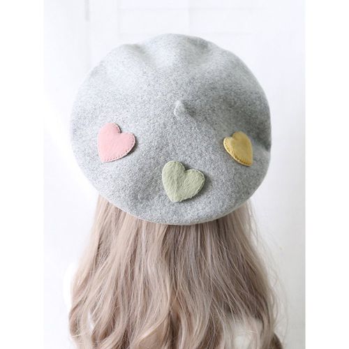 Sweet Lolita Hat Apricot Accessory Hearts Pattern Polyester Lolita Accessories - milanoo.com - Modalova