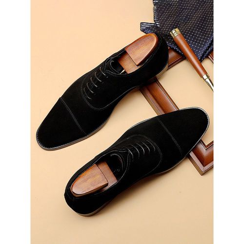 Dress Shoes For Man Fashion Round Toe Cowhide Oxford Brown Prom Wedding Shoes - milanoo.com - Modalova