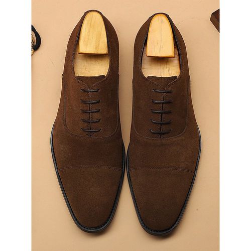 Dress Shoes For Man Fashion Round Toe Cowhide Oxford Brown Prom Wedding Shoes - milanoo.com - Modalova