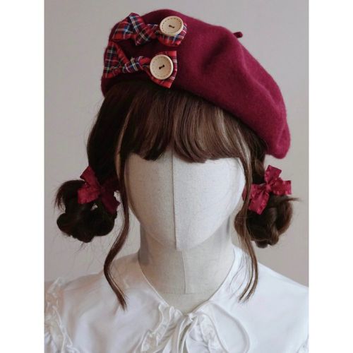 Sweet Lolita Hat Accessory Plaid Polyester Gray Lolita Accessories - milanoo.com - Modalova