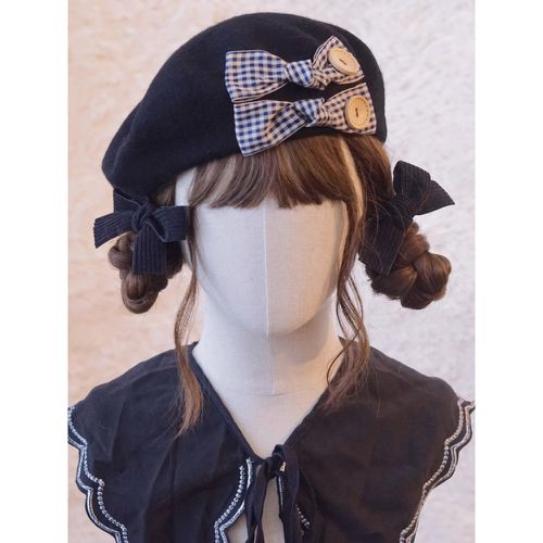 Sweet Lolita Hat Accessory Plaid Polyester Gray Lolita Accessories - milanoo.com - Modalova