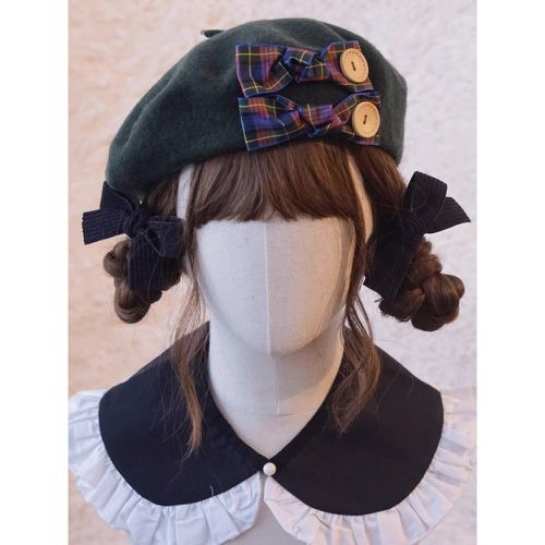 Sweet Lolita Hat Accessory Plaid Polyester Gray Lolita Accessories - milanoo.com - Modalova