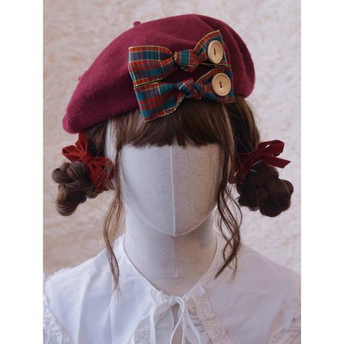 Sweet Lolita Hat Accessory Plaid Polyester Gray Lolita Accessories - milanoo.com - Modalova