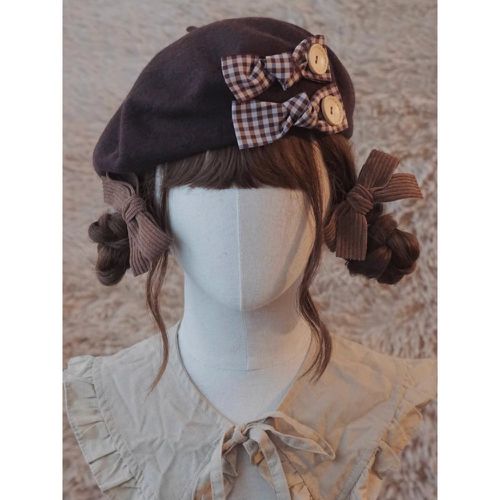 Sweet Lolita Hat Accessory Plaid Polyester Gray Lolita Accessories - milanoo.com - Modalova