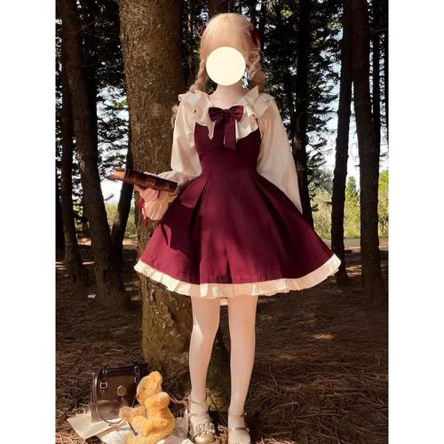 Sweet Lolita Dress Polyester Long Sleeves Dress Sweet Christmas Lolita Dress - milanoo.com - Modalova