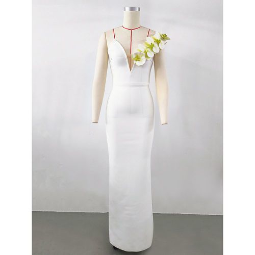 With Cocktail Dress Modern Ball Gown Floor-Length V-Neck Flowers Polyester - milanoo.com - Modalova