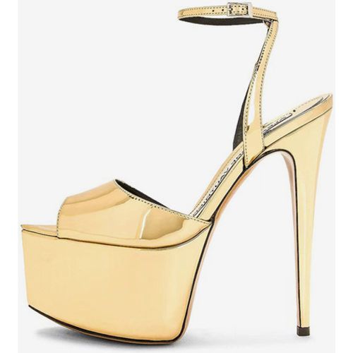 High Heel Sexy Sandals Silver PU Leather Pointed Toe Buckle Sexy Shoes - milanoo.com - Modalova