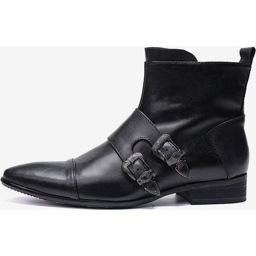 Men's Boots Chelsea Boots Cowhide Pointed Toe Buckle Ankel Short Boots - milanoo.com - Modalova