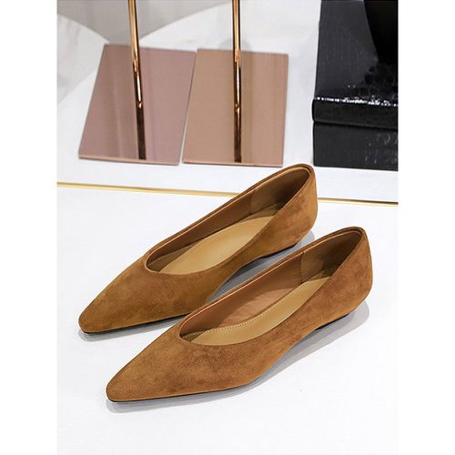 Women's Pointed Toe Suede Nap Ballet Flats In - milanoo.com - Modalova