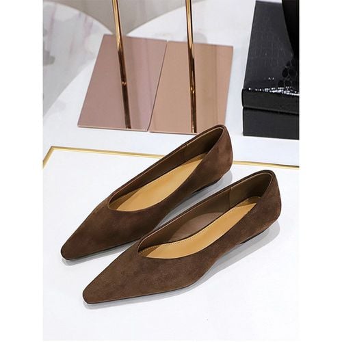 Women's Pointed Toe Suede Nap Ballet Flats In - milanoo.com - Modalova