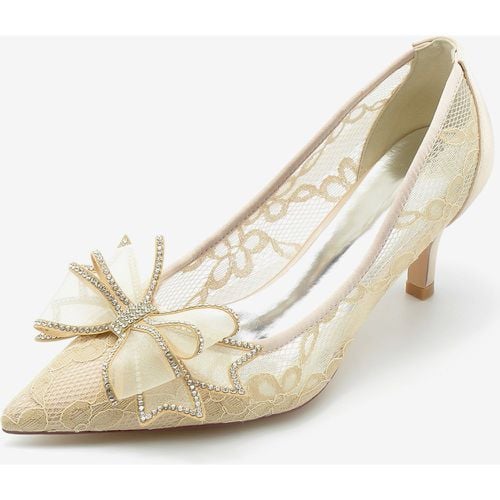 Wedding Shoes Bridal Pumps Lace Pointed Toe Bows - milanoo.com - Modalova