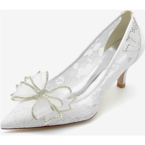 Wedding Shoes Bridal Pumps Lace Pointed Toe Bows - milanoo.com - Modalova