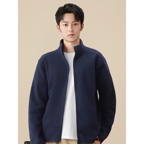 Men's Fleece Jacket Long Sleeve Solid Color Outdoor Jacket With Pockets - milanoo.com - Modalova