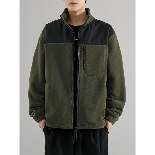 Men's Fleece Jacket Color Block Long Sleeve Outdoor Jacket With Pockets - milanoo.com - Modalova