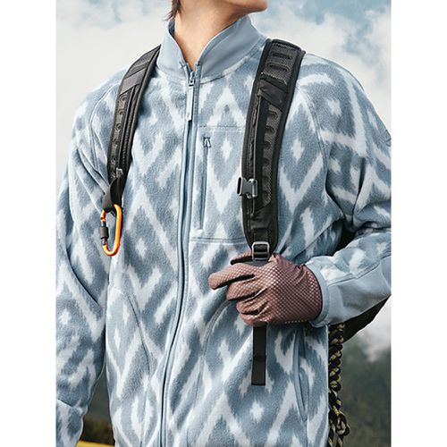 Men's Fleece Jacket Long Sleeve Stand Collar Printed Winter Warm Coat - milanoo.com - Modalova