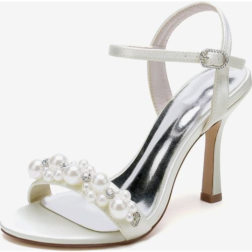 Bridal Sandals Satin Chic Open Toe Rhinestones Wedding Sandals - milanoo.com - Modalova