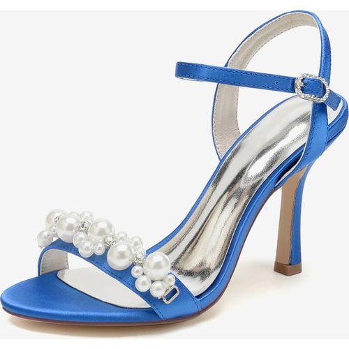 Bridal Sandals Ivory Satin Chic Open Toe Rhinestones Wedding Sandals - milanoo.com - Modalova