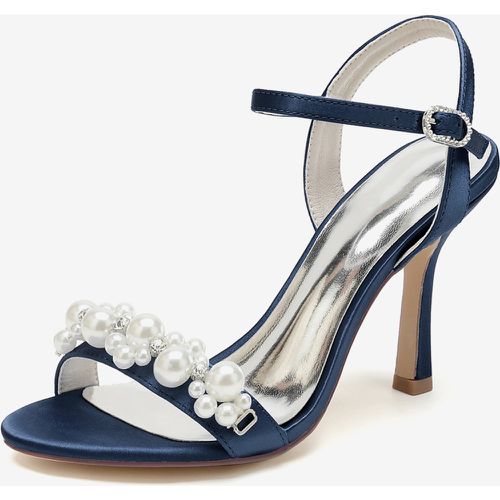 Bridal Sandals Ivory Satin Chic Open Toe Rhinestones Wedding Sandals - milanoo.com - Modalova