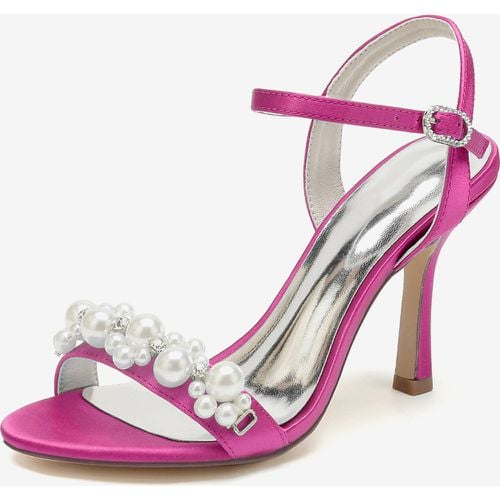 Bridal Sandals Ivory Satin Chic Open Toe Rhinestones Wedding Sandals - milanoo.com - Modalova