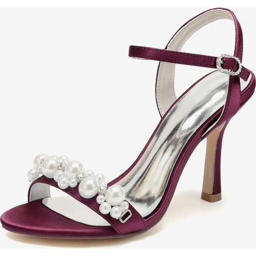 Bridal Sandals Ivory Satin Chic Open Toe Rhinestones Wedding Sandals - milanoo.com - Modalova