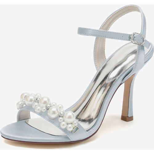 Bridal Sandals Ivory Satin Chic Open Toe Rhinestones Wedding Sandals - milanoo.com - Modalova