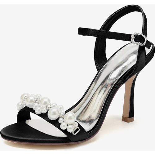 Bridal Sandals Ivory Satin Chic Open Toe Rhinestones Wedding Sandals - milanoo.com - Modalova