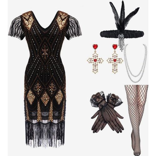 S Costume Sequins Fringe Elegant Set Flapper Dress Sets - milanoo.com - Modalova