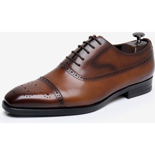 Men's Dress Shoes Square Toe Leather Brogue Derby Formal Wedding Shoes - milanoo.com - Modalova