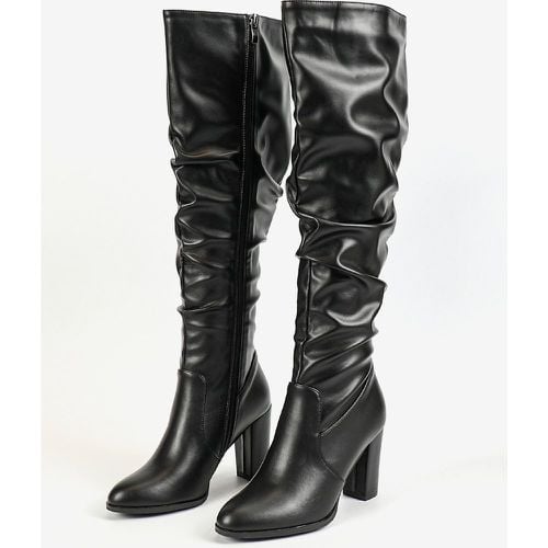 Knee Length Boots Women's PU Leather Chunky Heel Knee-High Boots - milanoo.com - Modalova