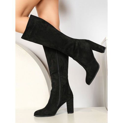 Knee High Boots Women's Micro Suede Upper Chunky Heel Knee-High Boots - milanoo.com - Modalova