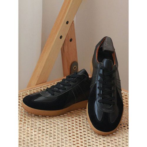 Mens Sneakers Comfy Color Block Cowhide Round Toe Basket Sport Shoes - milanoo.com - Modalova