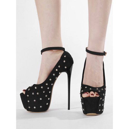 Women's Sexy High Heels Peep Toe Platform Studed Suede Sky High Pumps - milanoo.com - Modalova