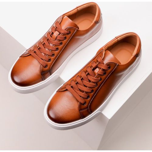 Men's Sneakers Cozy Cowhide Round Toe Basket Sport Shoes - milanoo.com - Modalova