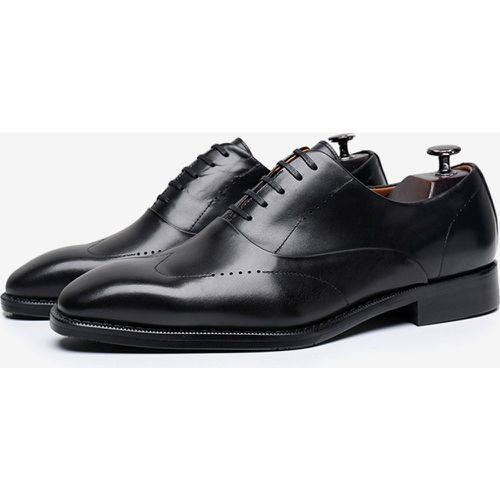 Man's Dress Shoes Fashion Round Toe Leather Brogue Derby Formal Wedding Shoes - milanoo.com - Modalova