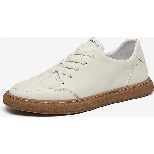 Sneakers For Men Comfy Leather Round Toe Basket Sport Shoes - milanoo.com - Modalova