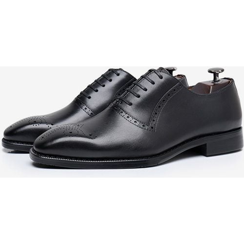 Men's Dress Shoes Stylish Square Toe Leather Derby Formal Wedding Shoes - milanoo.com - Modalova