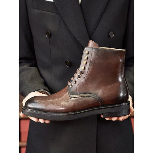 Men's Martin Work Boots Chic Black Short Ankle Boots - milanoo.com - Modalova