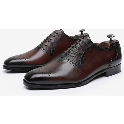 Man's Dress Shoes Fashion Round Toe Leather Oxford lace Up Formal Wedding Shoes - milanoo.com - Modalova