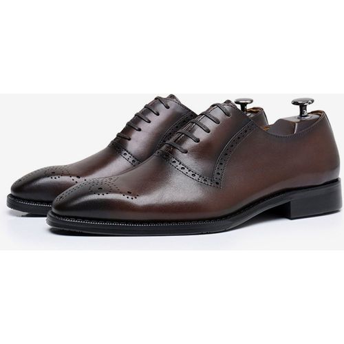 Men's Dress Shoes Stylish Square Toe Leather Derby Formal Wedding Shoes - milanoo.com - Modalova