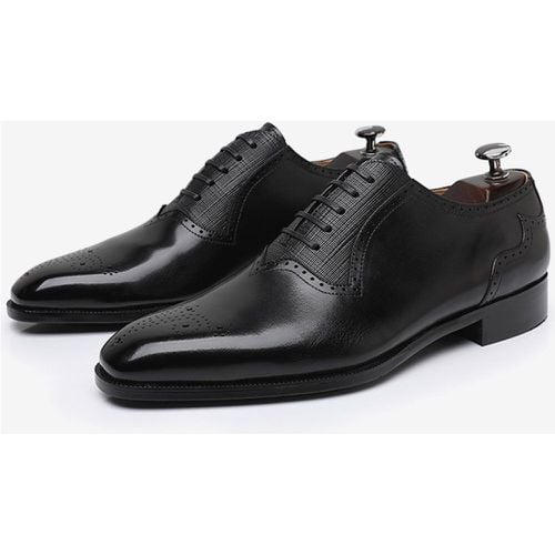 Man's Dress Shoes Fashion Round Toe Leather Oxford lace Up Formal Wedding Shoes - milanoo.com - Modalova