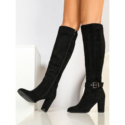 Knee High Boots Women's Buckle Detailk Chunky Heel Boots - milanoo.com - Modalova