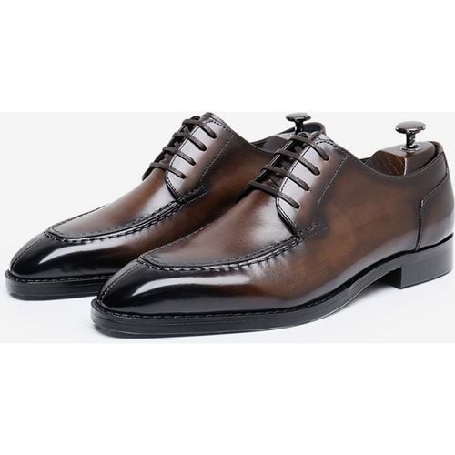 Dress Shoes For Men Stylish Peep Toe Leather Lace Up Derby Prom Wedding Formal Shoes - milanoo.com - Modalova