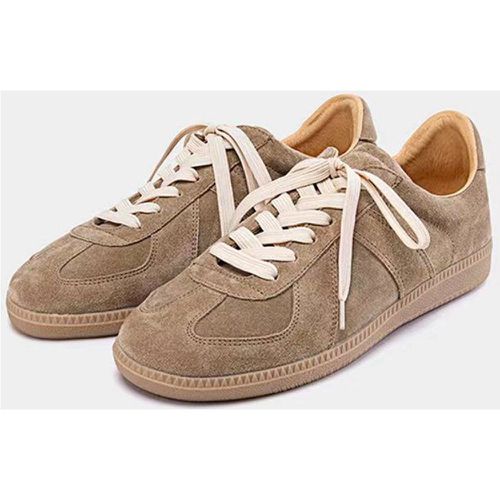 Mens Sneakers Cosy Color Block Cowhide Round Toe Lace Up Basket Sport Shoes - milanoo.com - Modalova