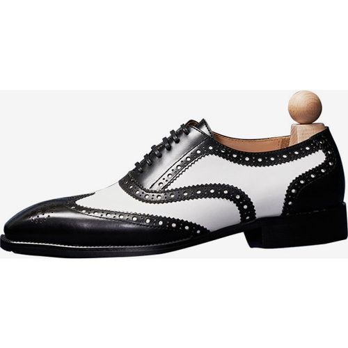 Men's Dress Shoes Square Toe Leather Brogue Oxford Prom Wedding Shoes - milanoo.com - Modalova