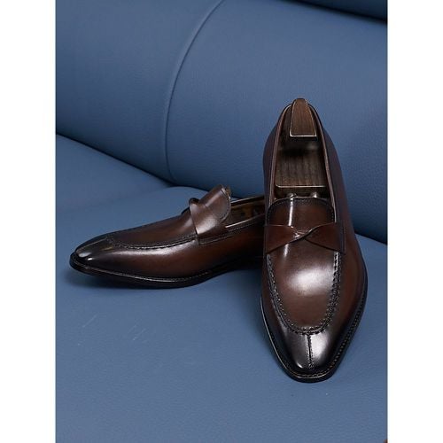 Men's Loafers Slip On Cowhide Prom Wedding shoes - milanoo.com - Modalova