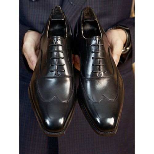 Men's Dress Shoes Fashion Round Toe Brogue Formal Wedding Shoes - milanoo.com - Modalova