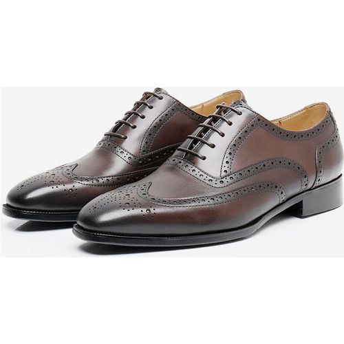 Dress Shoes For Man Quality Square Toe Leather Brogue Derby Formal Wedding Shoes - milanoo.com - Modalova