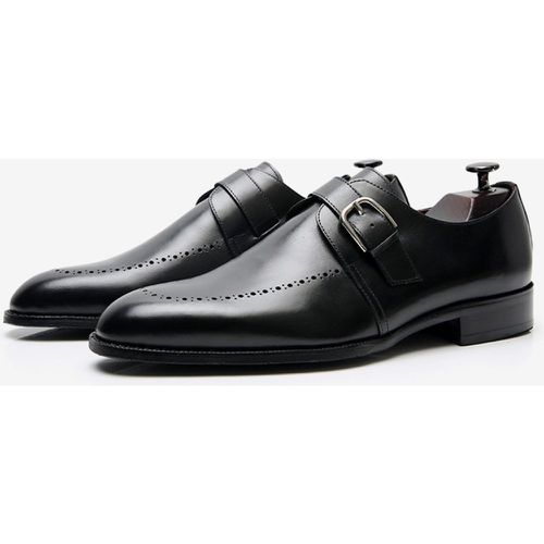 Leather Artwork Mens Loafer Shoes Monk Strap Slip On Formal Wedding Shoes - milanoo.com - Modalova